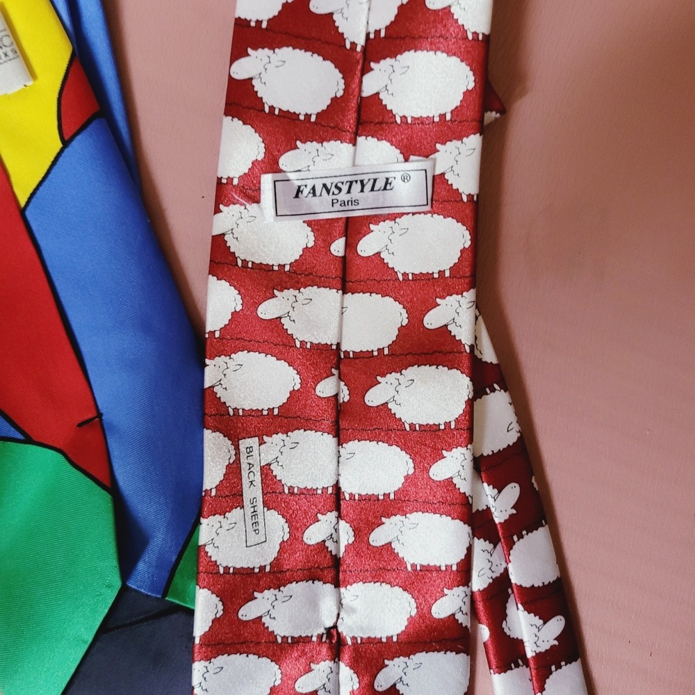 Looney Tunes Mickey Mouse Fanstyle Paris Mens Neckties Lot of 3 Disney Sheep - Picture 3 of 5